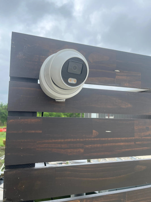 Turret style video surveillance camera installation in Austin Texas by Avenger Security